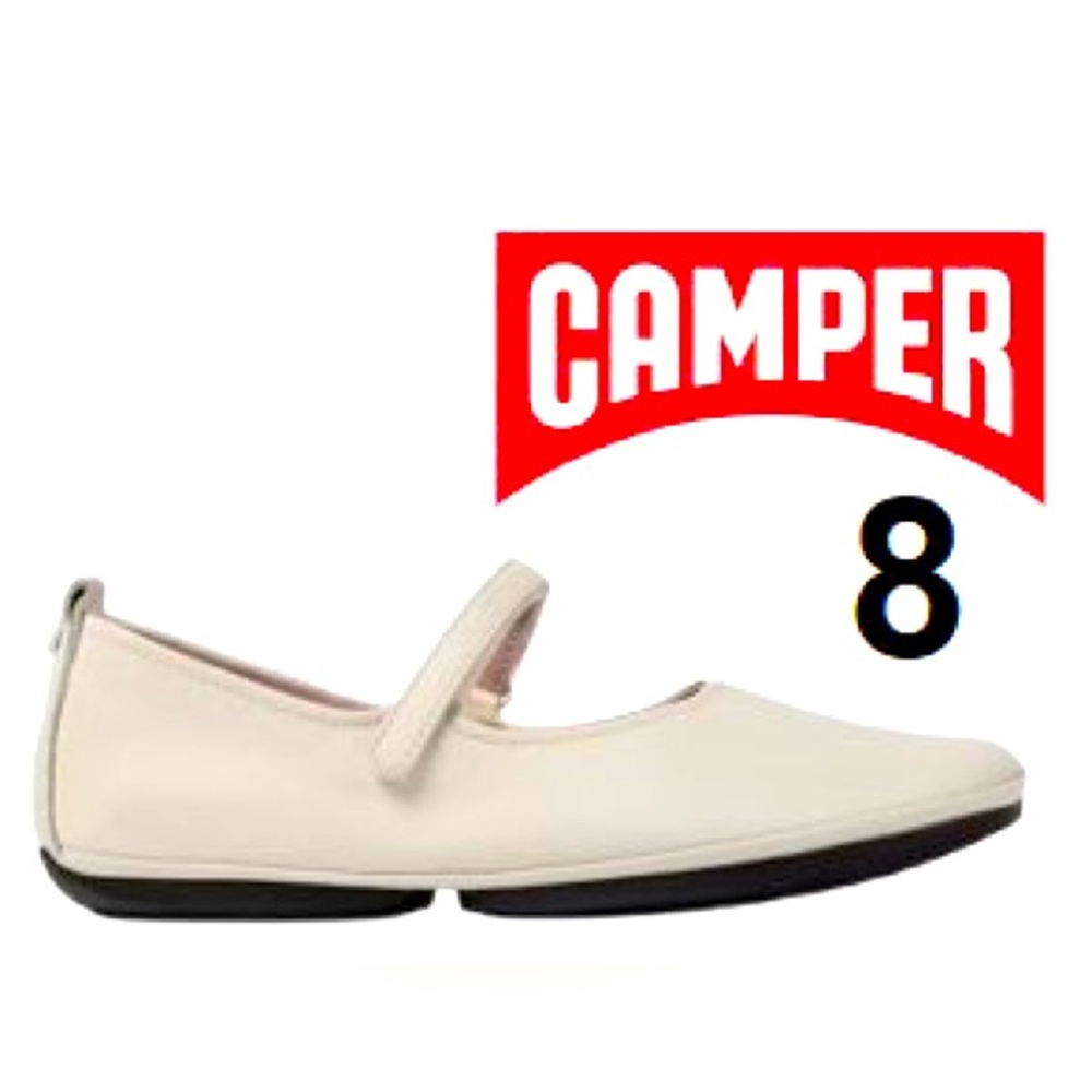 WOMENS CAMPER NINA BALLERINA FLATS - 8 - WHITE
